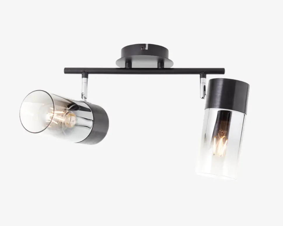 Vægspot Alia Sort/Røgfarvet 2 x E27