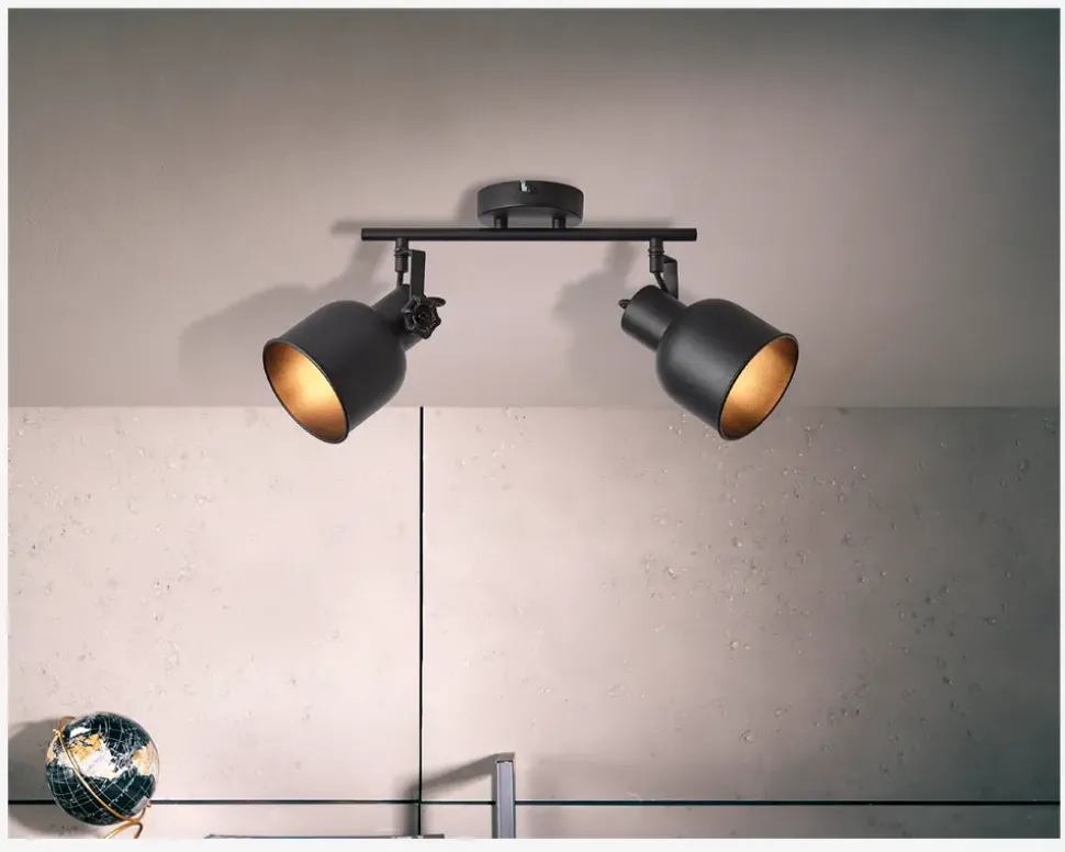 Vægspot Rolet Sort 2 x E14