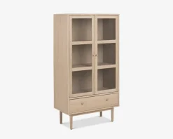 Vitrine Aston i hvidolieret fineret eg