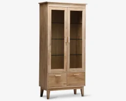 Vitrine i hvidolieret eg B. 94 cm