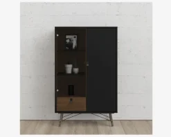 Vitrine Ry B. 102 cm sort/valnød